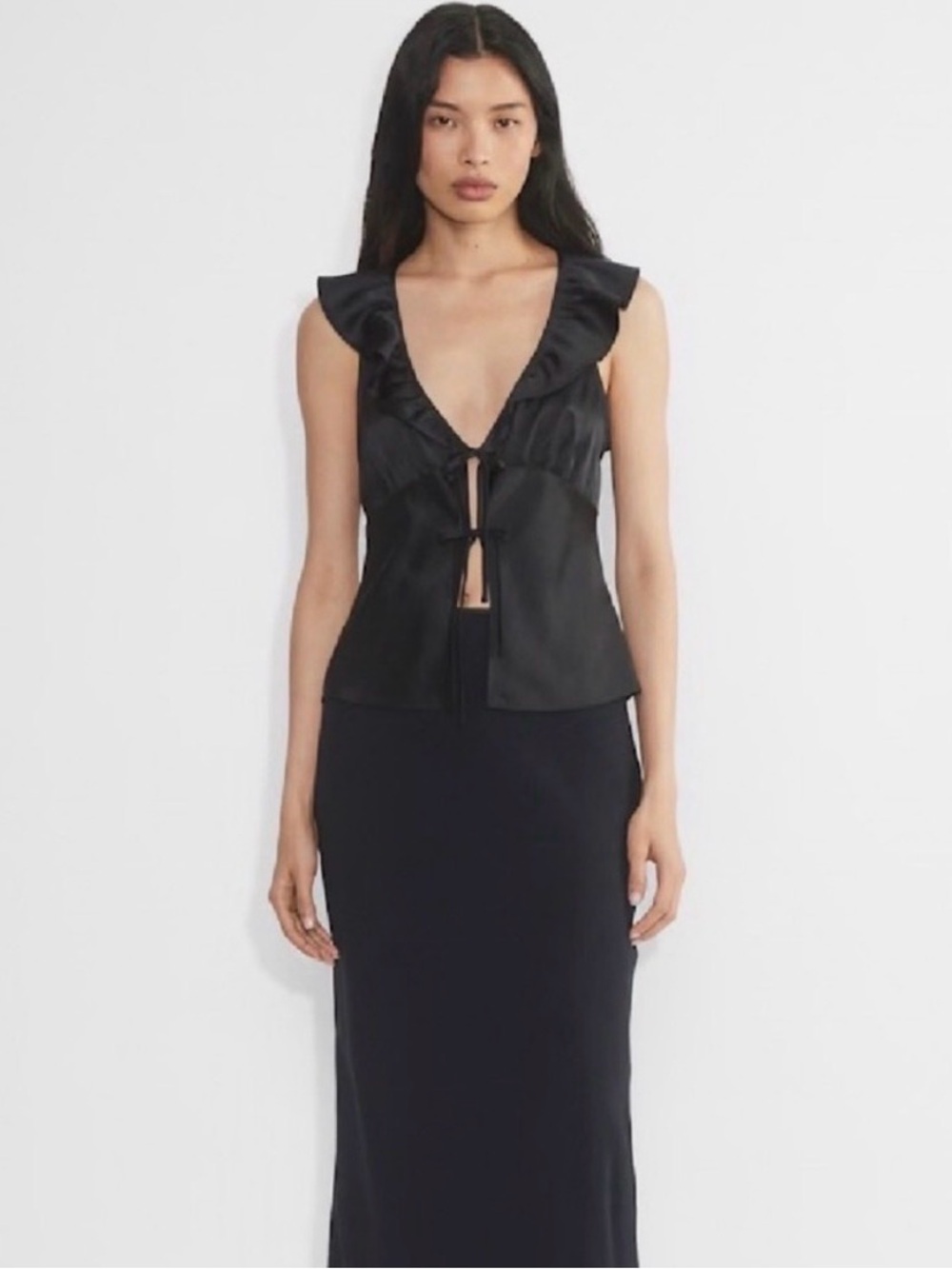 Aritzia Wilfred Tonka Tie-Front Top - Black
